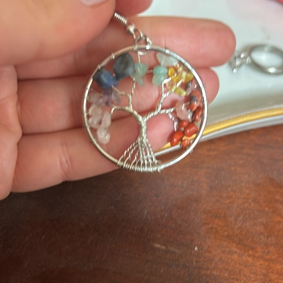 Handmade Tree of Life Earrings with genuine gem stones - Picture 3 of 3